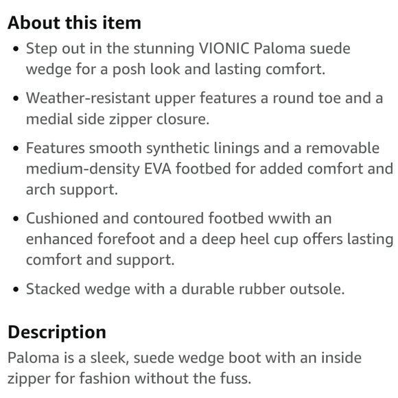 Vionic Paloma Wedge Bootie Weather Resistant Black Women's 8 - Picture 14 of 14